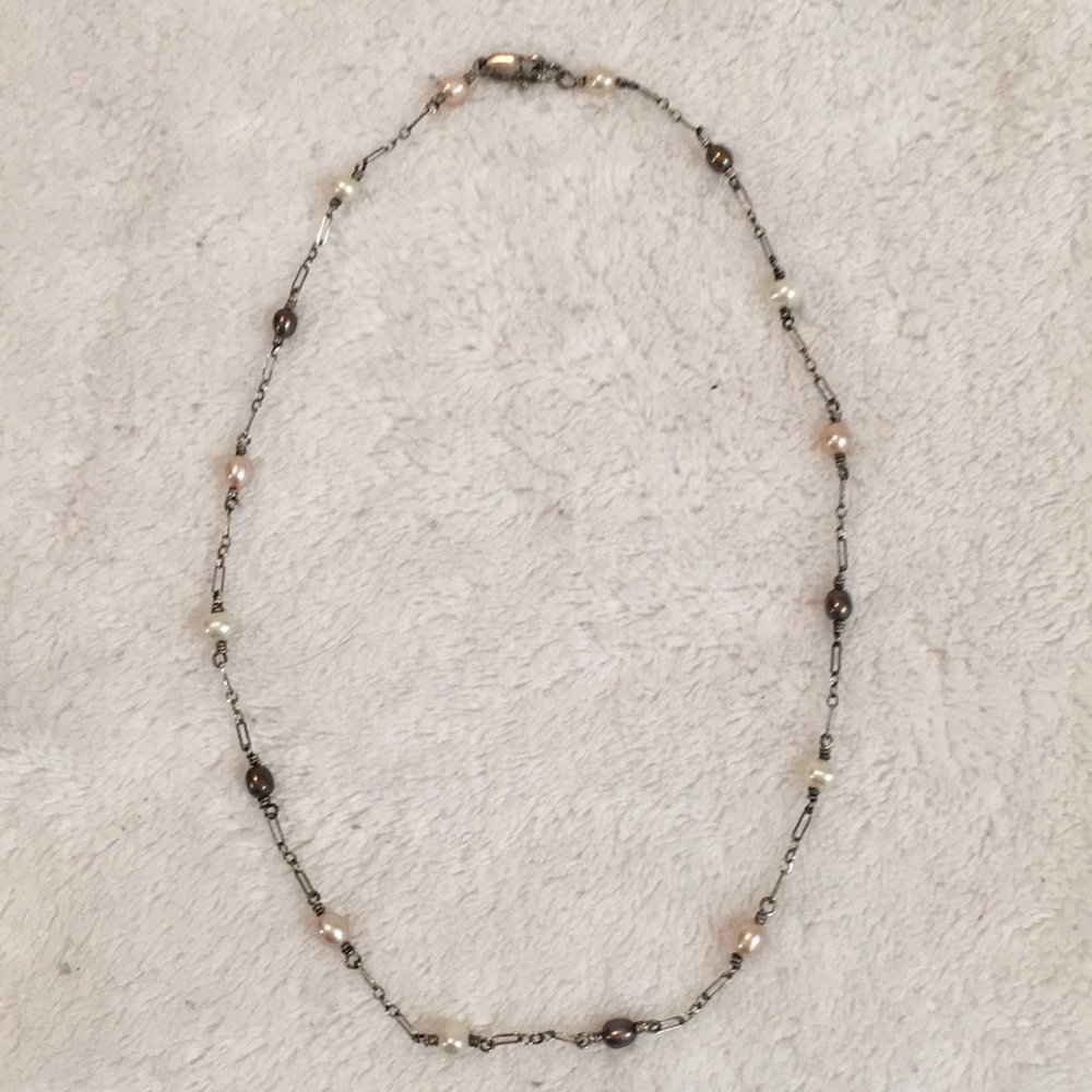 Vintage sterling & freshwater pearl necklace